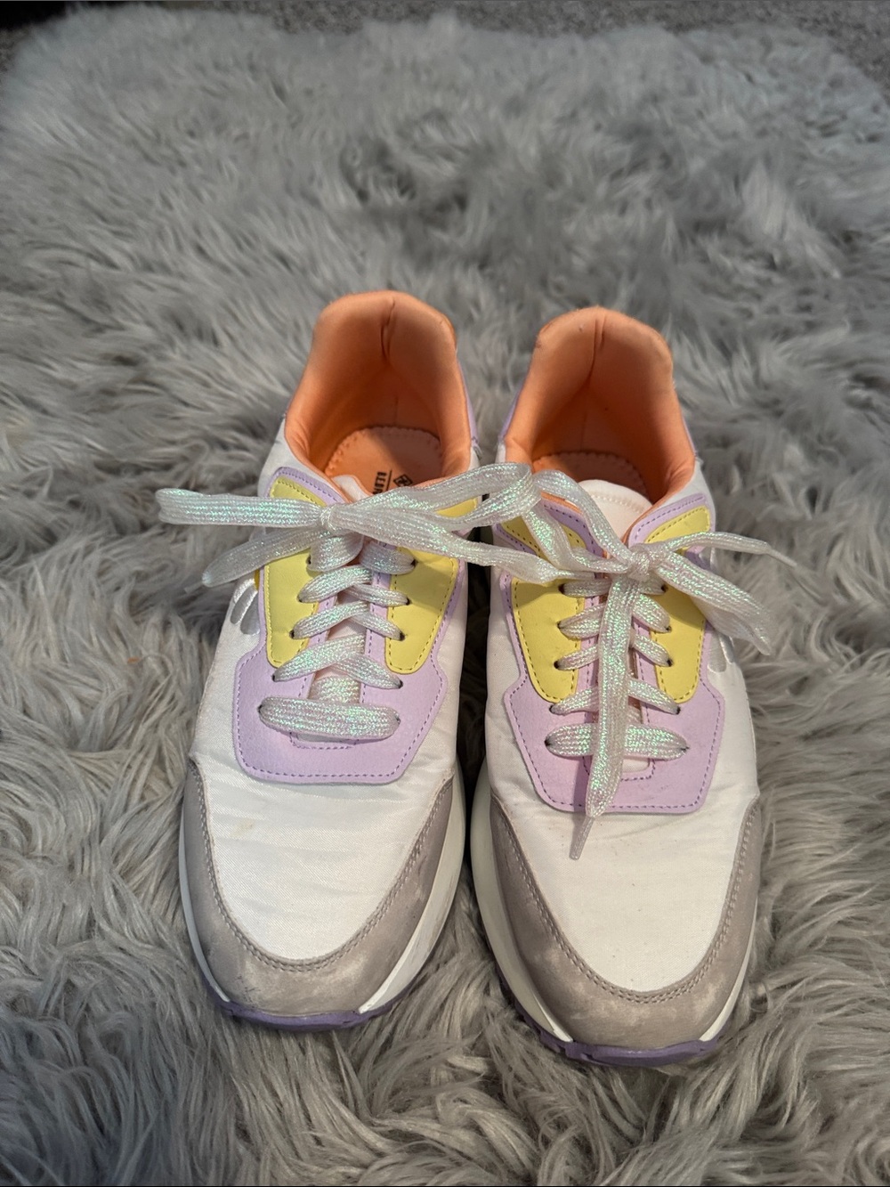 BED Foam Women's Pastel Multi-Color Lace-Up Sneakers — Pink, Yellow & White